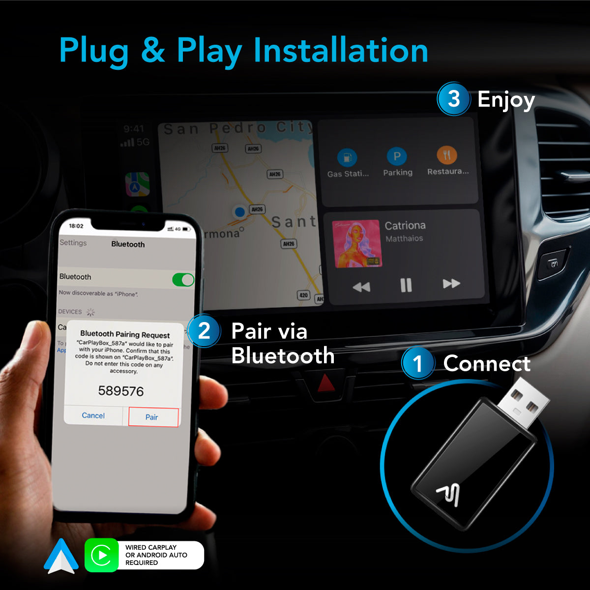 CalynecBox™ 2.0 - Wireless Carplay Adapter and Android Auto